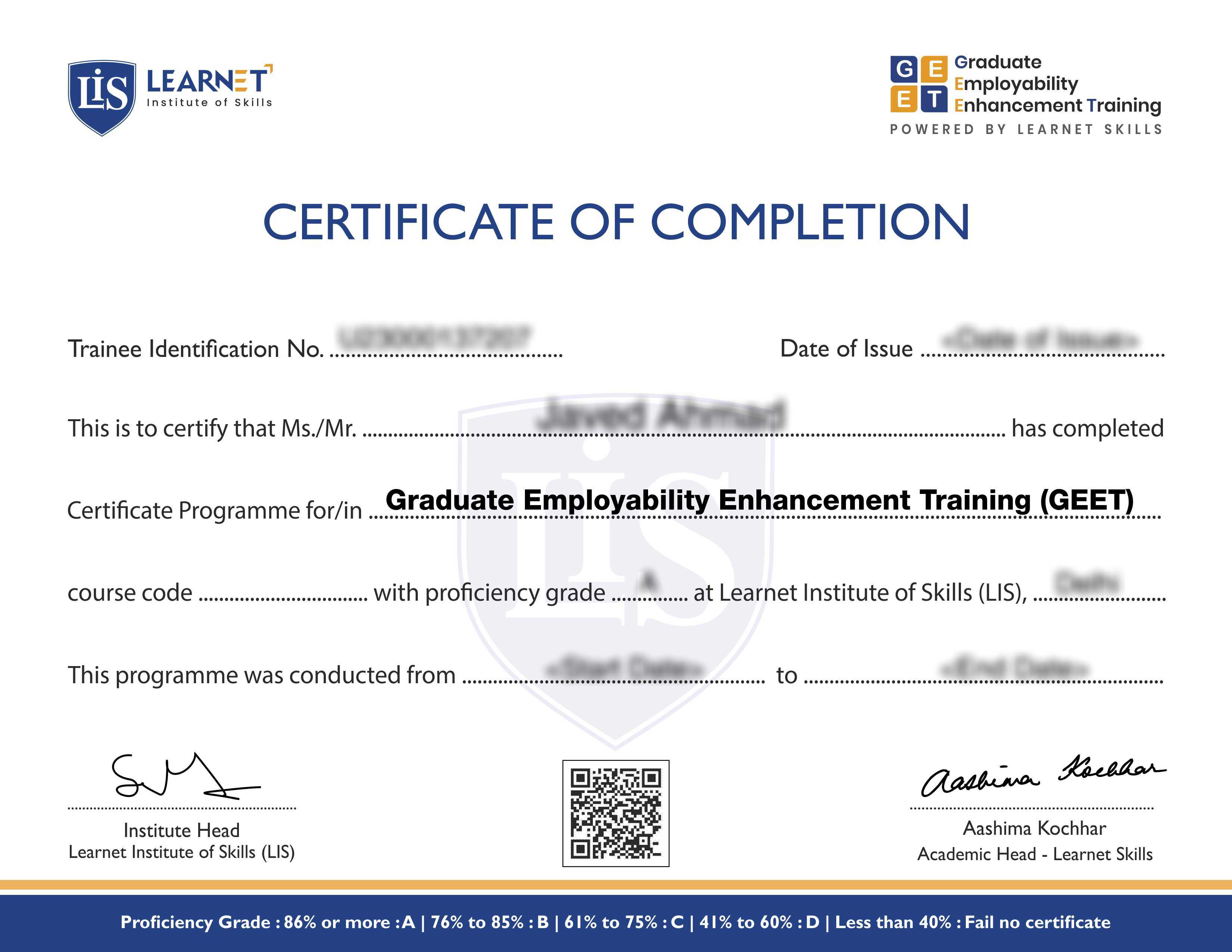 Image of LearnNet Skills for Life certification