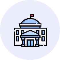 Animated image of a government building representing support schemes for entrepreneurs
