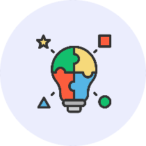 Animated image of a light bulb symbolizing innovative ideas and skill development