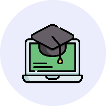 Animated image of a laptop displaying business scenarios for hands-on entrepreneurship learning